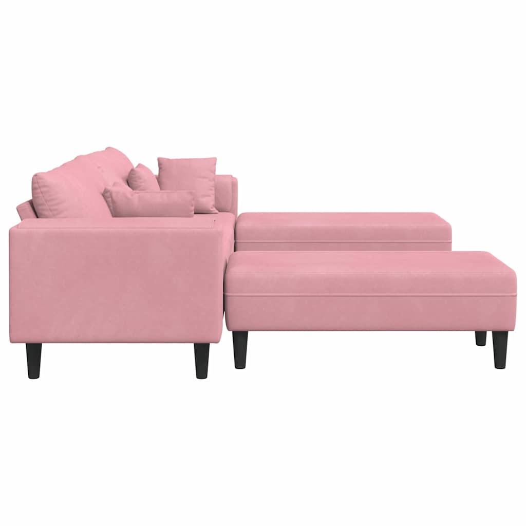 Velvet Sofa with Cushion 3 pcs Pink 208 cm Velvet